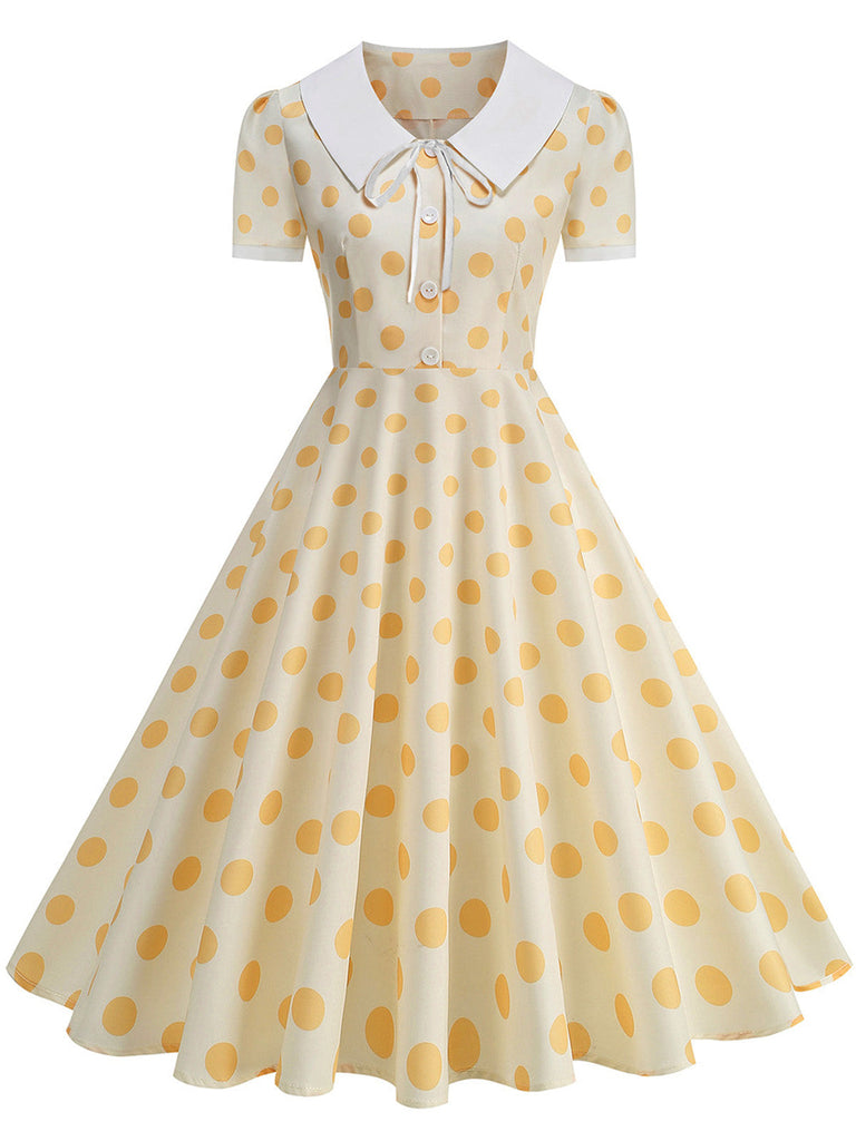 50er Swingkleid mit Peter-Pan-Kragen und Polka-Dots