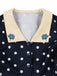 Blaues 50er Swingkleid mit Polka-Dots und Blumen