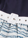 Dunkelblaues 50er Swingkleid mit Print und Geometrisch