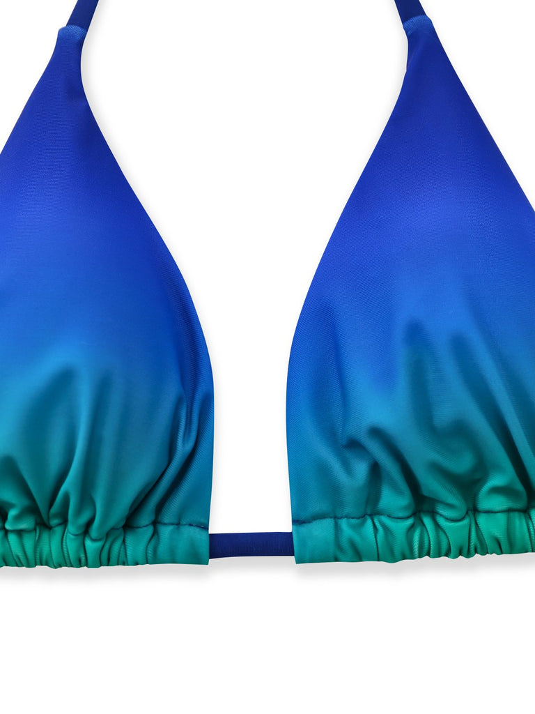 Dunkelblauer Farbverlauf-Bikini aus den 2000er Jahren – Vintage-Mode, Retro-Stil