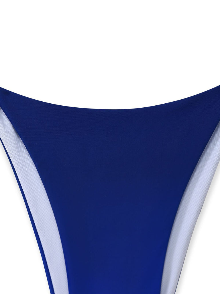 Dunkelblauer Farbverlauf-Bikini aus den 2000er Jahren – Vintage-Mode, Retro-Stil