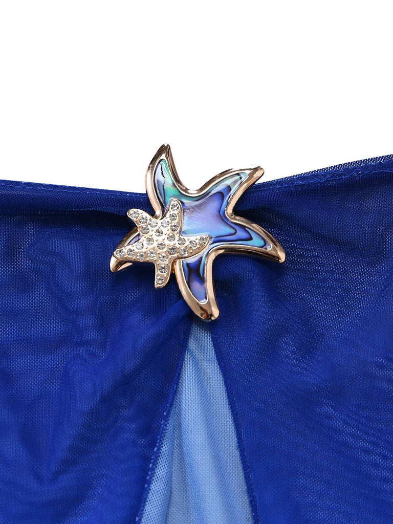 Dunkelblauer Farbverlauf-Bikini aus den 2000er Jahren – Vintage-Mode, Retro-Stil