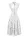 Dunkelrosaes 50er Ärmelloses Baumwoll-Swingkleid mit Leinen