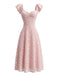 Rosa 50er Kleid mit Herzausschnitt und Rüschen