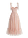 DunkelRosa 1950er Schweizer Punkt Puffärmelärmel Maxi Kleid