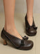Retro Bogen PU Rundspitze Blockabsatz Schuhe