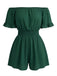 Unifarbener Jumpsuit im Stil der 1940er Jahre mit schulterfreiem Rock, Rüschenärmeln und geraffter Taille – Vintage-Jumpsuit, Retro-Mode