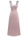 Dunkelrosa 1930er Satin Strassstein Breite Träger Maxi Kleid