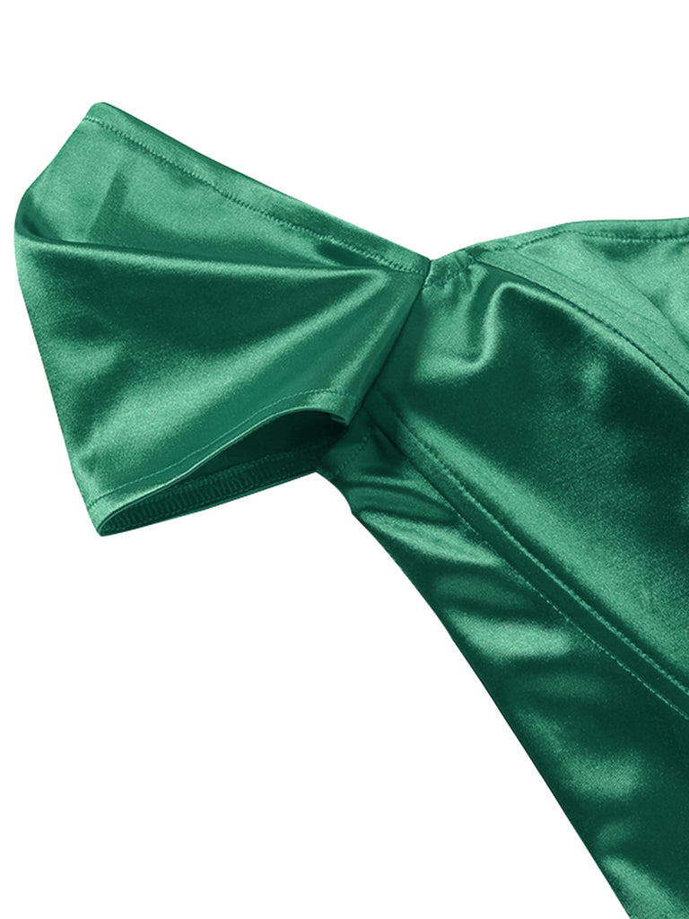 1930er Solide Satin Fischgrat Gericht Stil Top