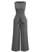 2PCS Solide 1940er Ärmellos Top & Weites Bein Hose