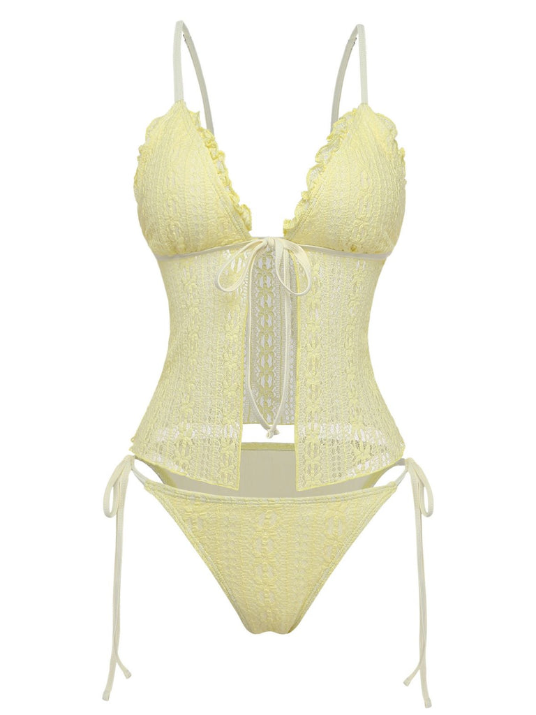 Bikini aus doppellagigem Spitzenstrickstoff der 1940er Jahre