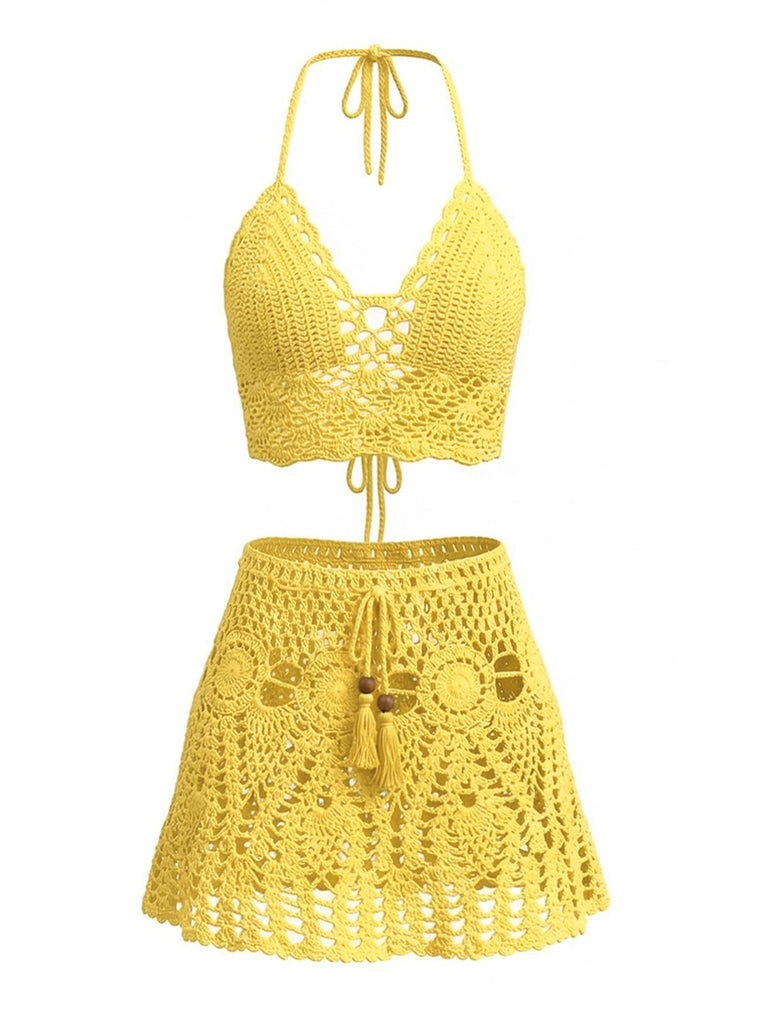 Häkel-Strandkleid aus den 1980er Jahren – Vintage-Mode, Retro-Stil