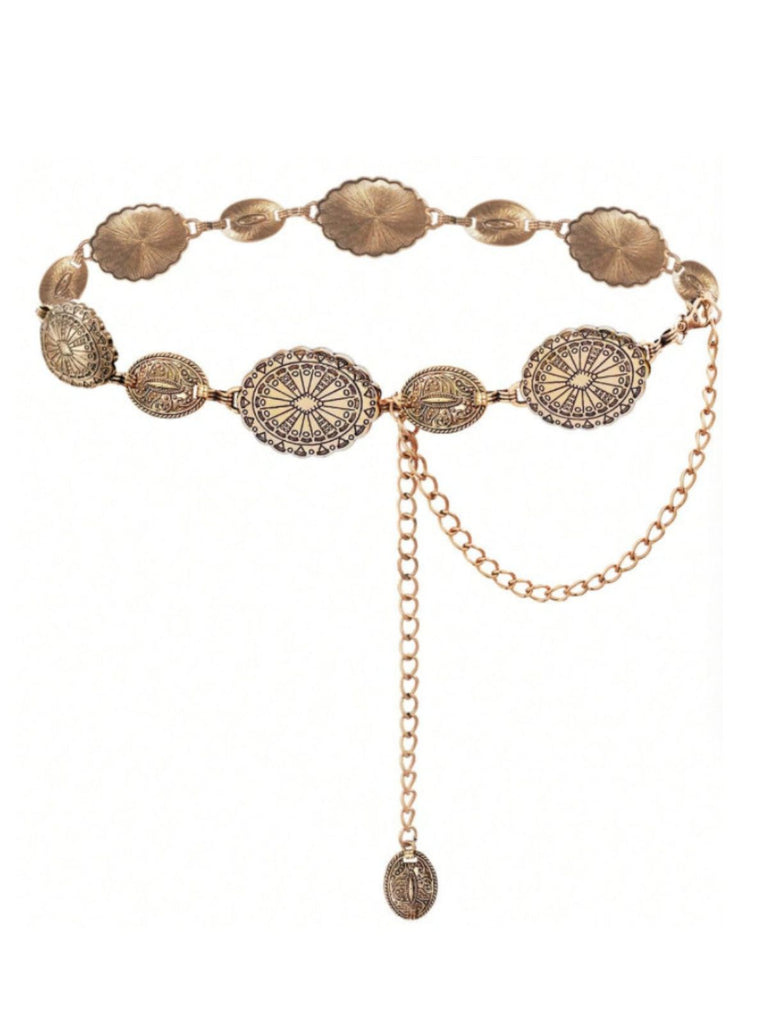 Goldener Boho-Taillengürtel mit Kette