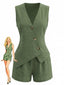 1940er V-Ausschnitt Schnürung Weste & Shorts Set