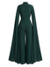 1930er Satin Langarm Rüschen Saum Gerafft Jumpsuit