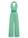 Grüner 50er Jumpsuit mit Neckholder und Streifen