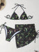 Grünes 60er Netz-Bikini-Set mit Neckholder und Totenkopf