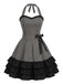 Graues 50er Swingkleid mit Neckholder und Rüschen
