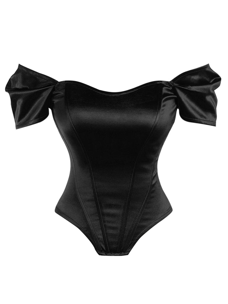 1930er Solide Satin Fischgrat Gericht Stil Top