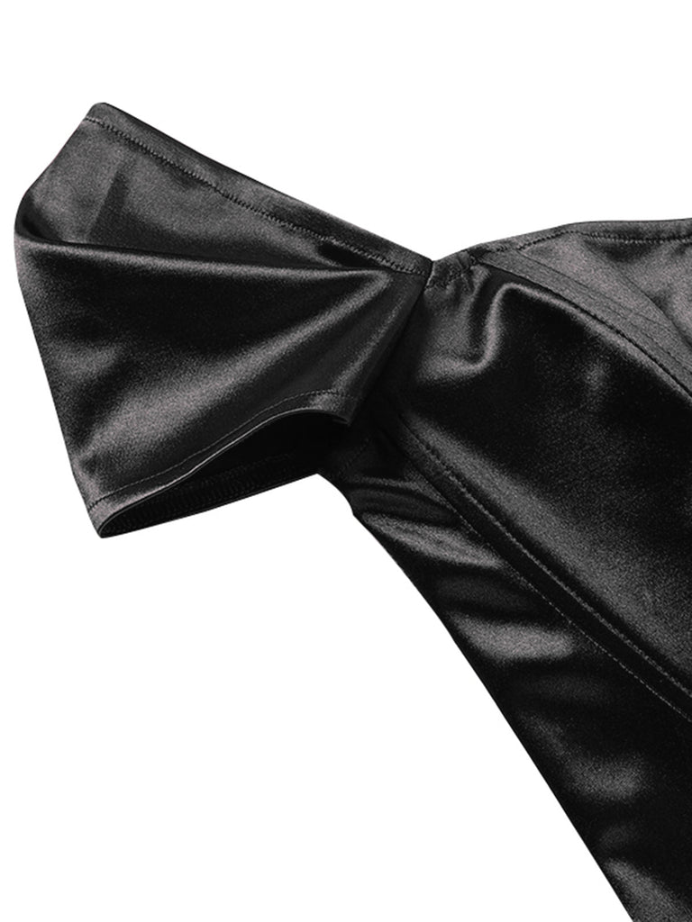 1930er Solide Satin Fischgrat Gericht Stil Top