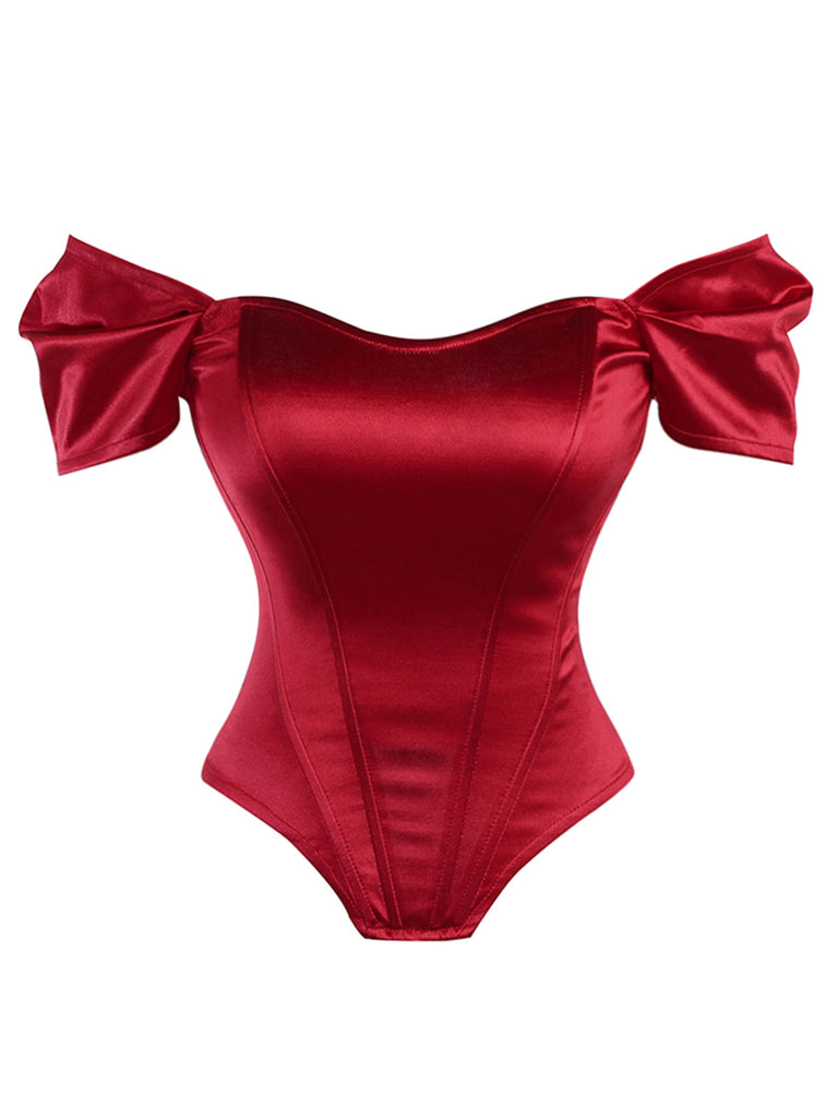 1930er Solide Satin Fischgrat Gericht Stil Top