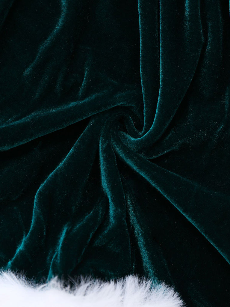 Grün 1960er Samt Trägerloses Schnürung Mini Kleid