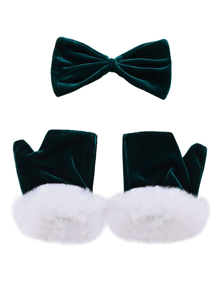 Grün 1960er Samt Trägerloses Schnürung Mini Kleid