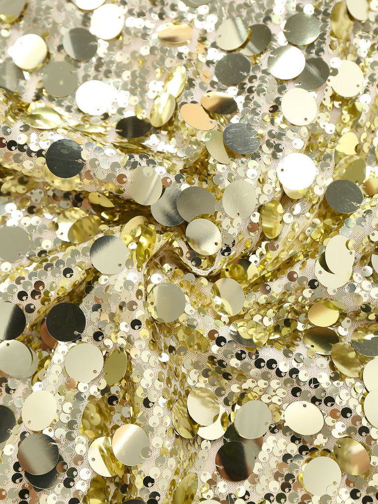 1980er Tief V-Ausschnitt Netz Pailletten Schnürung Kleid