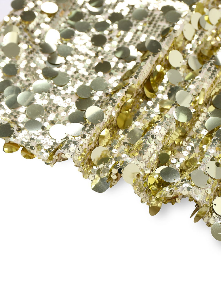 1980er Tief V-Ausschnitt Netz Pailletten Schnürung Kleid