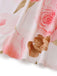 Rosa 1950er Blumen Druck V-Ausschnitt Puffärmel Maxi Kleid
