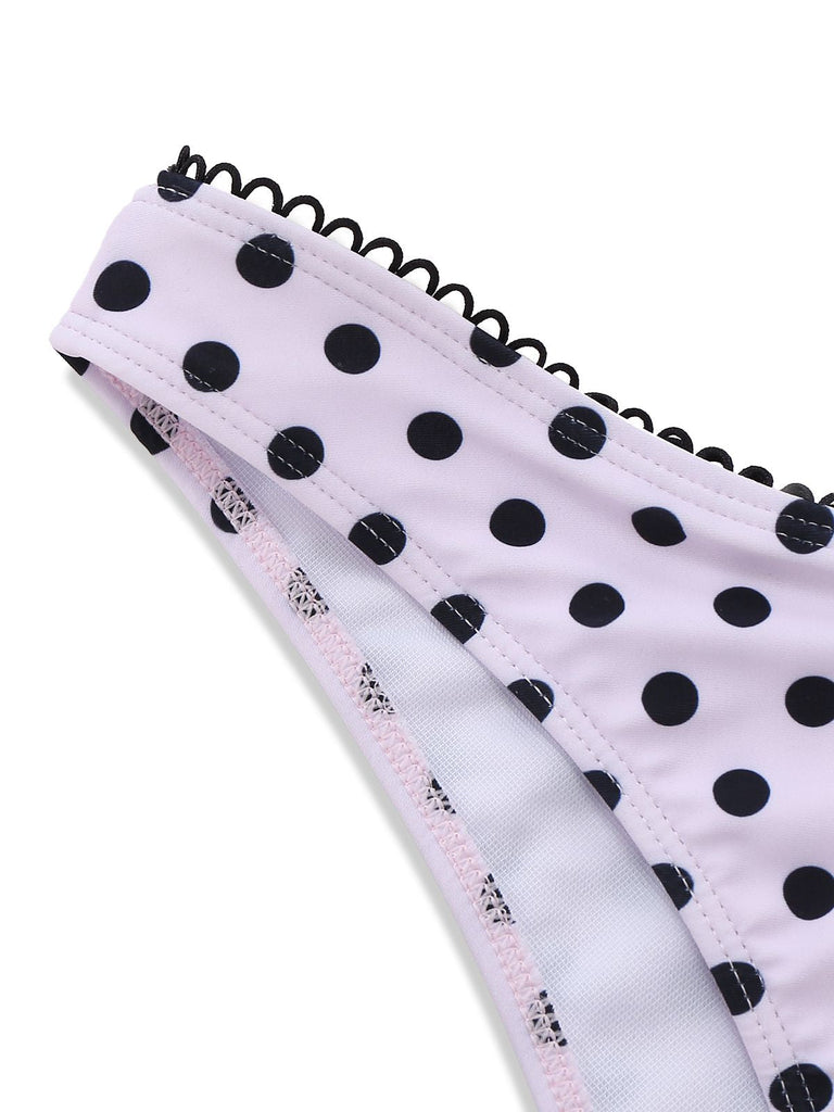 Rosa 1950er Halter Polka Punkte Bogen Tankini Set