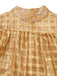 Gold 1940er Sheer Grid Puffärmel Gürtel Midi Party Kleid