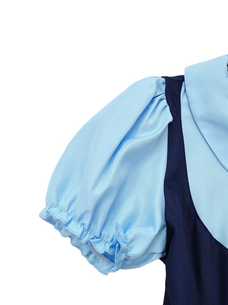 Blau 1960er Bunny Officer Shirt Kleid Set