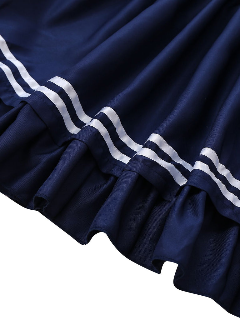 Blau 1960er Bunny Officer Shirt Kleid Set