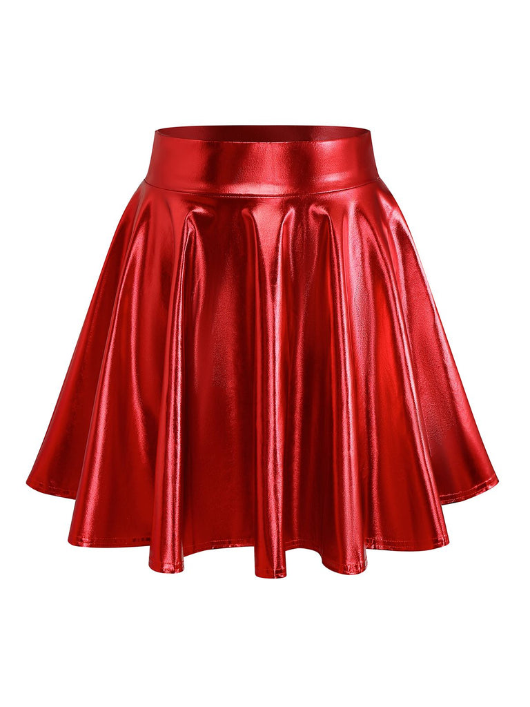 1970er Solide Disco Metallisch Plissiertes Rock