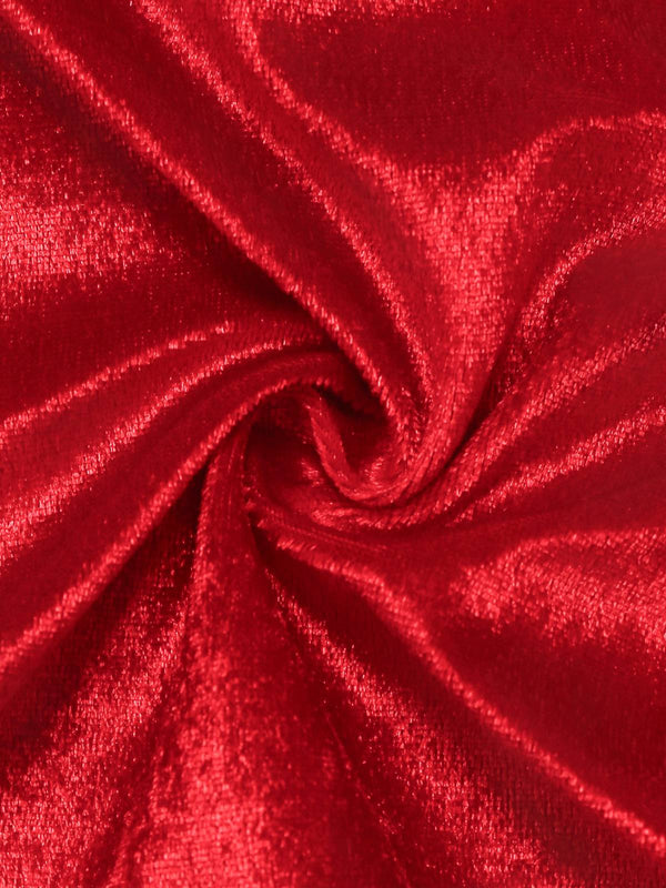 Rot 1970er Weihnachten Pelzbesatz Schnürung Samt Kleid