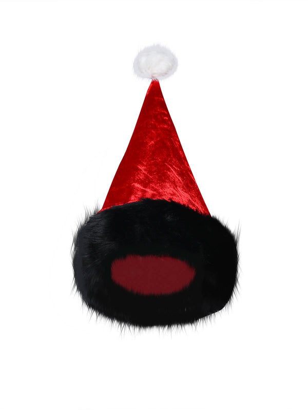 Rot 1970er Weihnachten Pelzbesatz Schnürung Samt Kleid