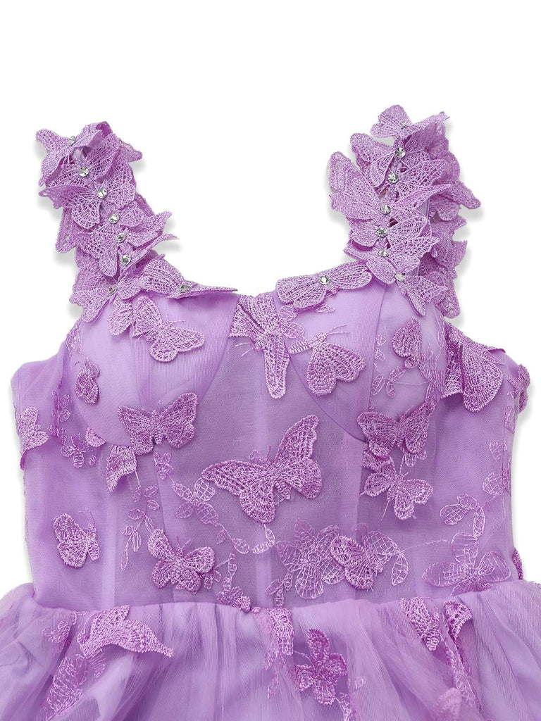 1930er Spaghetti Träger 3D Schmetterlinge Netz Maxi Kleid