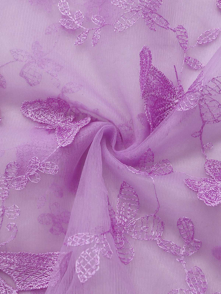 1930er Spaghetti Träger 3D Schmetterlinge Netz Maxi Kleid