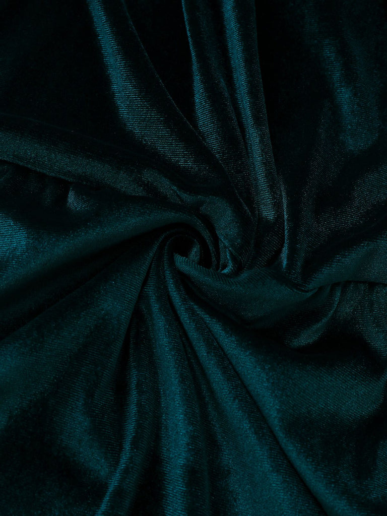 1930er Samt Solide Kurzarm Maxi Kleid