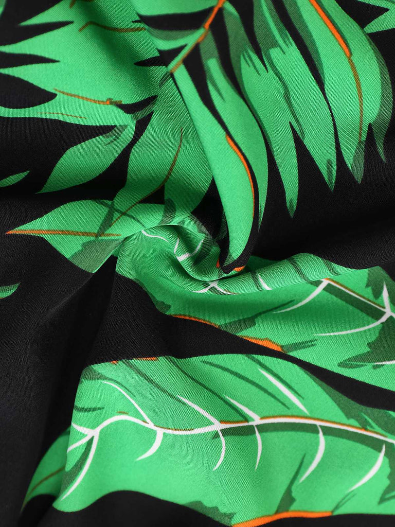 1950er Halter Tropisches Palmblatt Romper