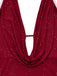 1980er Rückenfreies Glitzer Wasserfallkragen Halter Schlitz Maxi Kleid