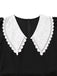 Schwarz 1960er Spitze Kragen Puffärmel Kleid