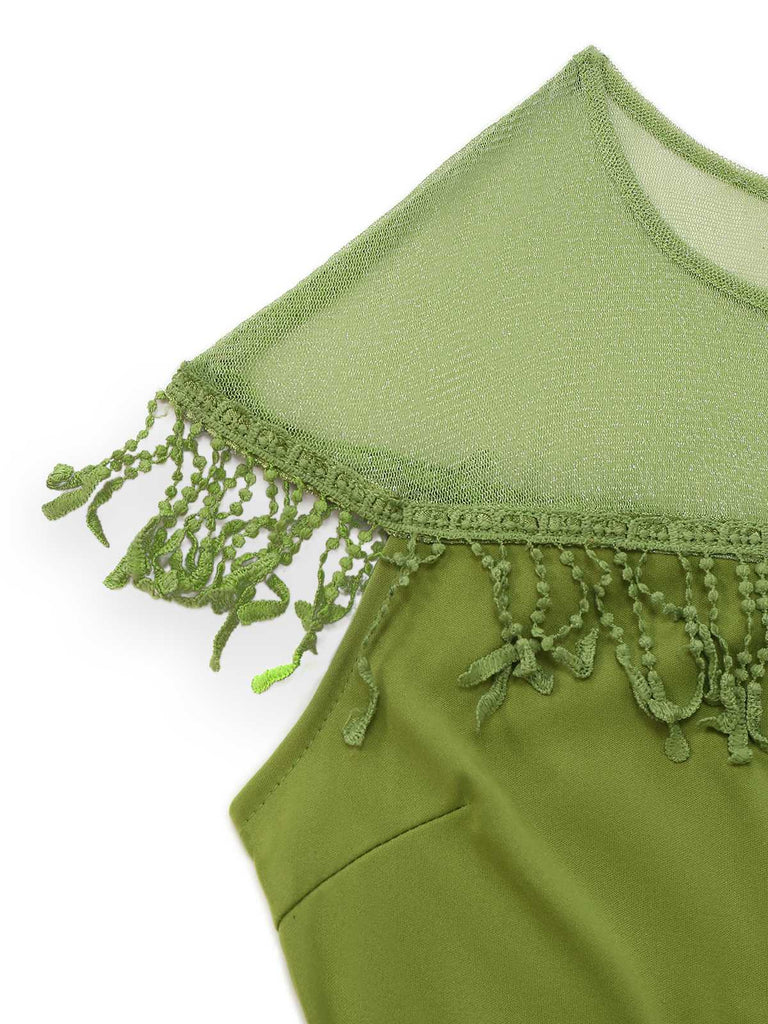 1960er Transparente Fransen Gürtel Enges Kleid