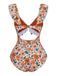 1930er Blumen Rüschen Cutout Einteiliger Badeanzug