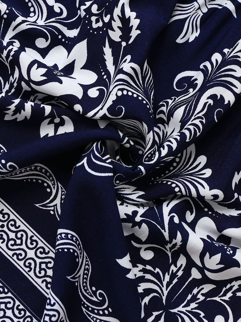 1970er Boho V-Ausschnitt Taste Gürtel Kleid