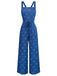 Blau 1970er Boho Sternmuster Jumpsuit