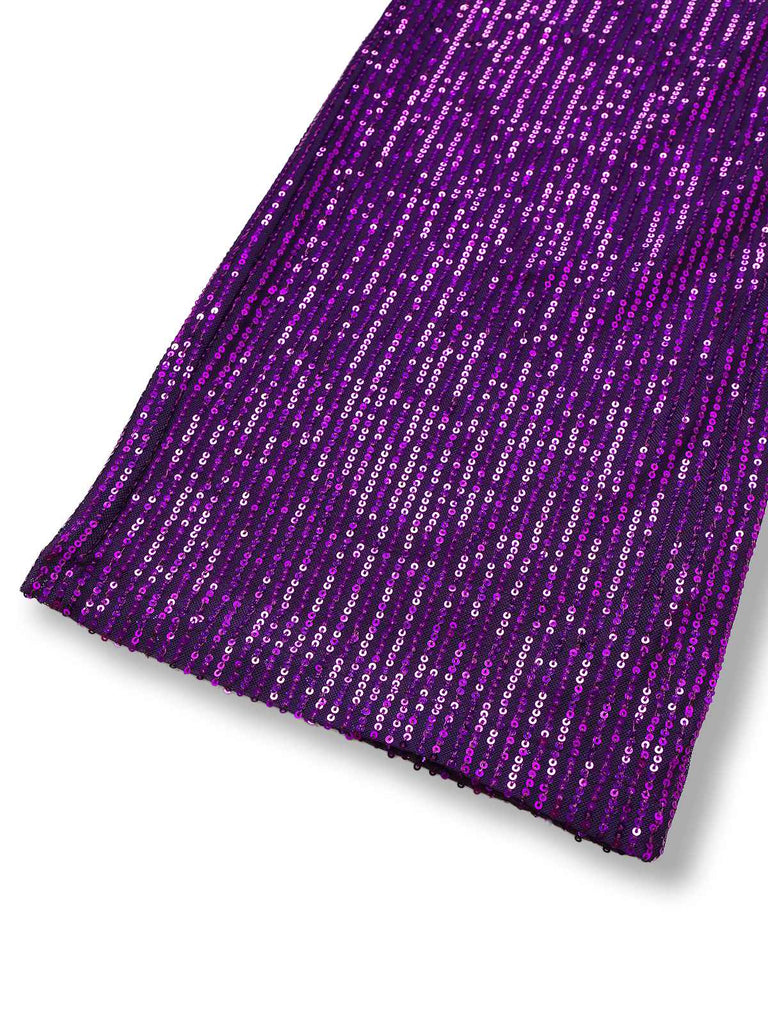 Lila 1970er Paillette Eine Schulter Jumpsuit