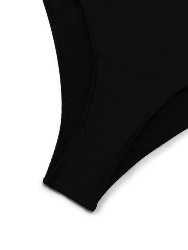 Weiß 1960er Halfter Tief V-Ausschnitt Badeanzug