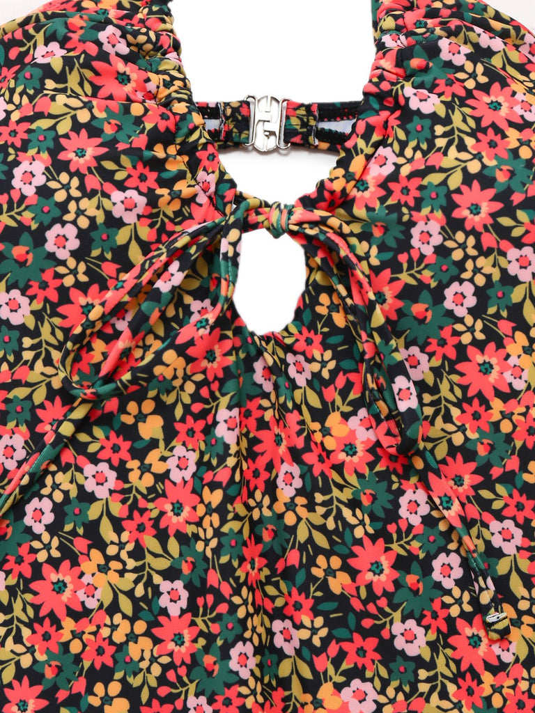 1930er Spaghetti Träger Kleine Blumen Badeanzug